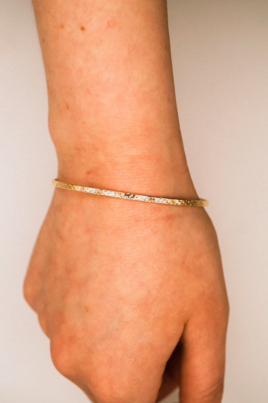 Speckled Bangle Bracelet, Solid 14K Gold or Rose Gold