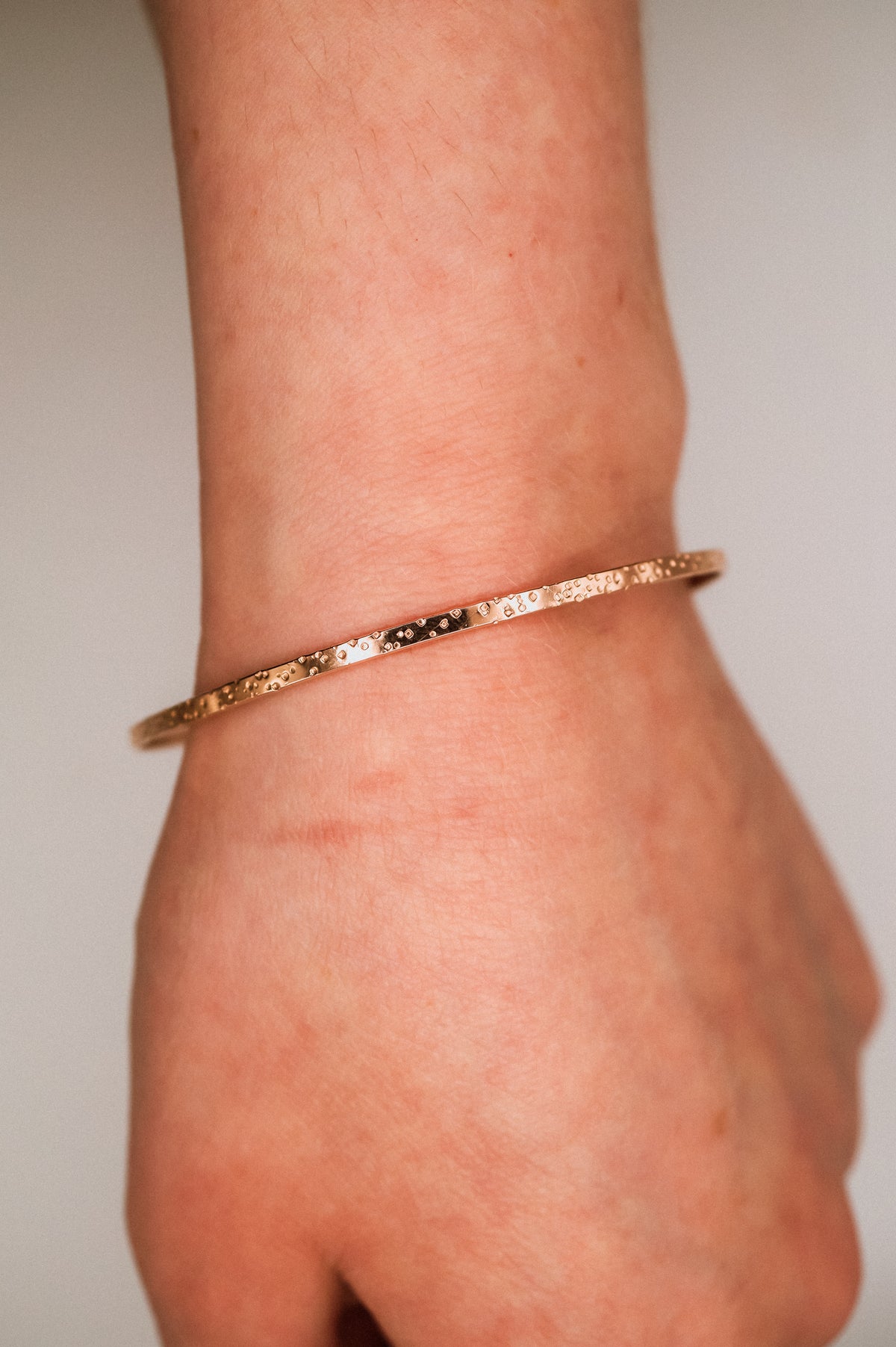 Speckled Bangle Bracelet, Solid 14K Gold or Rose Gold