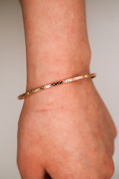 Speckled Bangle Bracelet, Solid 14K Gold or Rose Gold