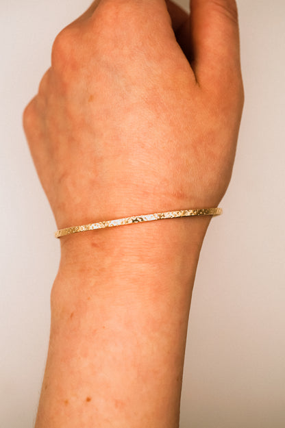 Speckled Bangle Bracelet, Solid 14K Gold or Rose Gold