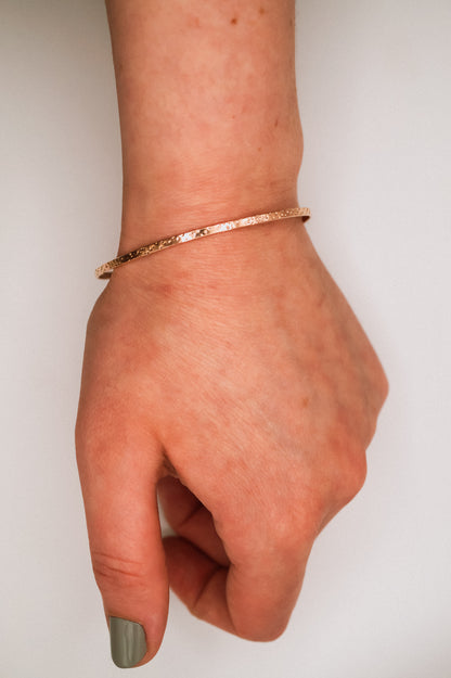 Speckled Bangle Bracelet, Solid 14K Gold or Rose Gold