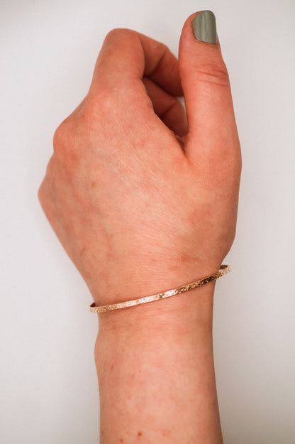 Speckled Bangle Bracelet, Solid 14K Gold or Rose Gold