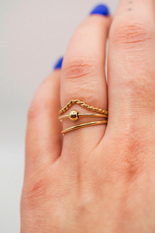 Spinner Ring Set of 3, 14K Gold FIll