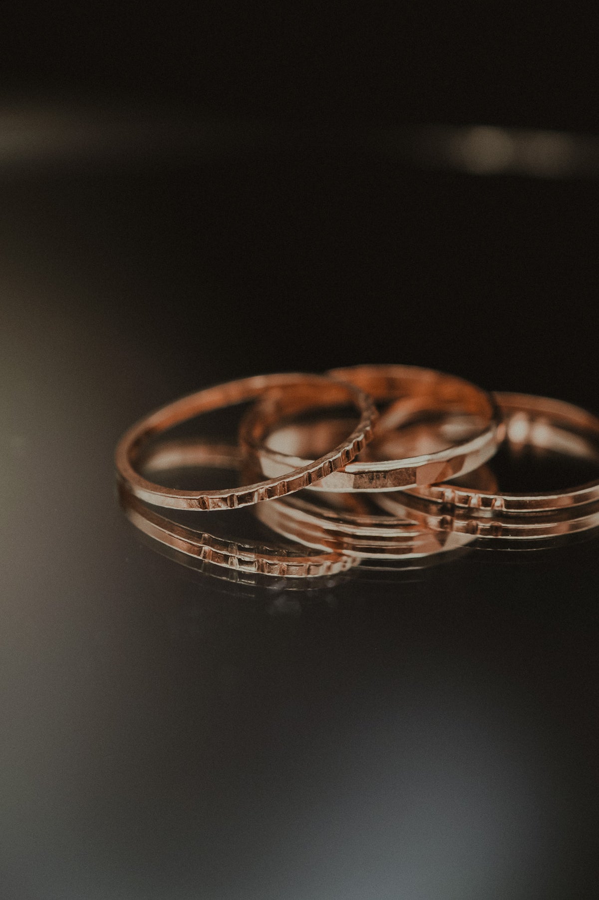 Half Lined Ring, 14K Rose Gold Fill