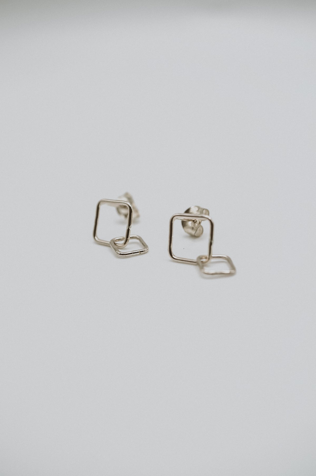 Square Link Stud Earrings, Gold Fill or Sterling Silver