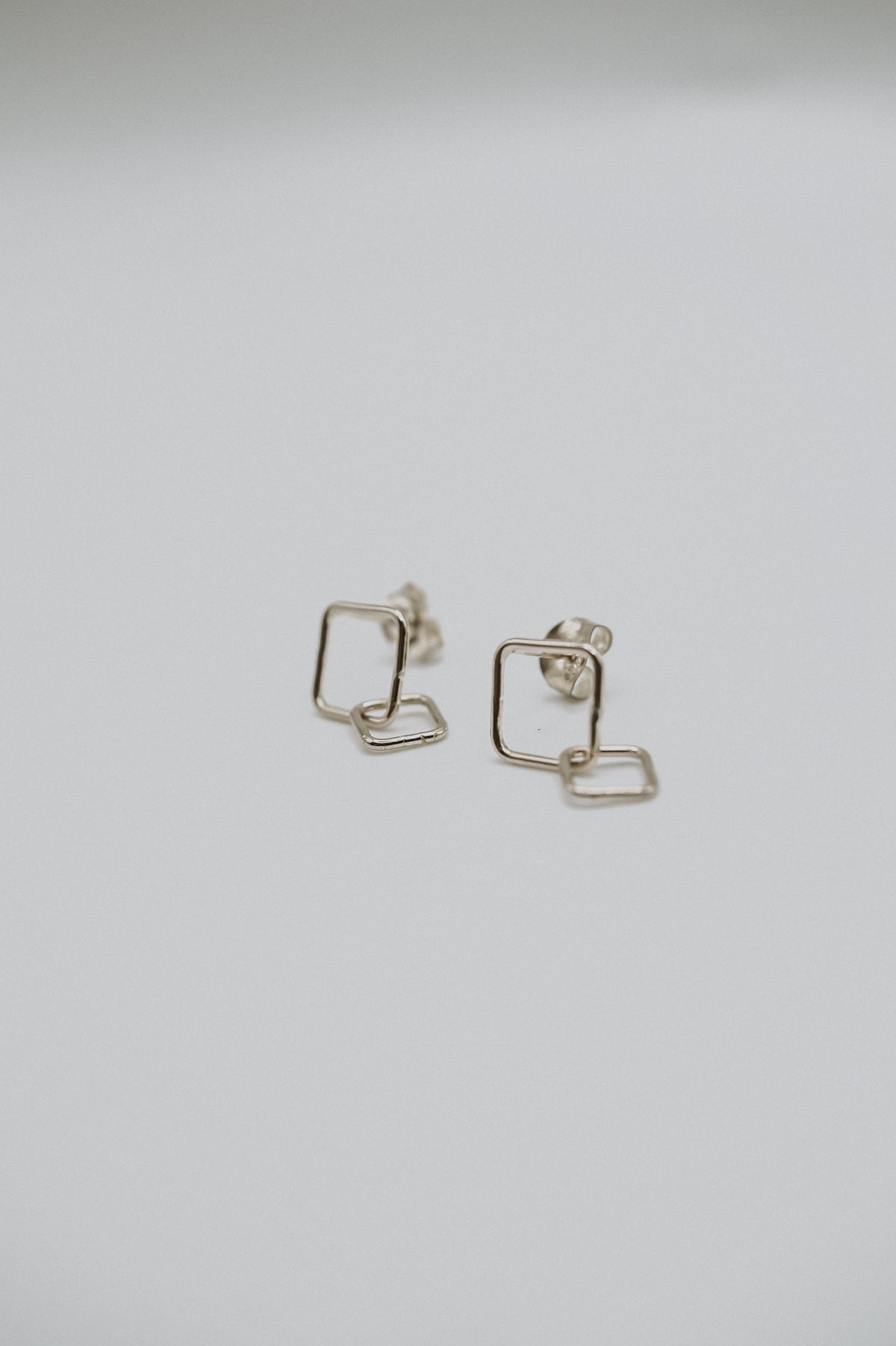 Square Link Stud Earrings, Gold Fill or Sterling Silver