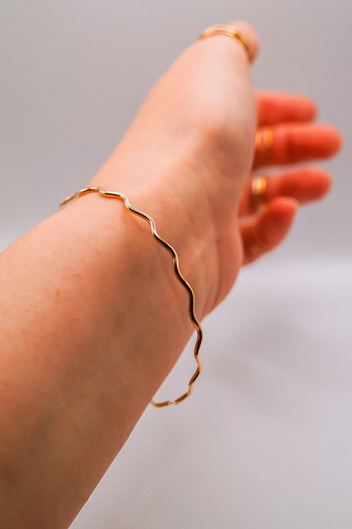 Squiggle Bangle Bracelet, Gold Fill, Rose Gold Fill or Sterling Silver