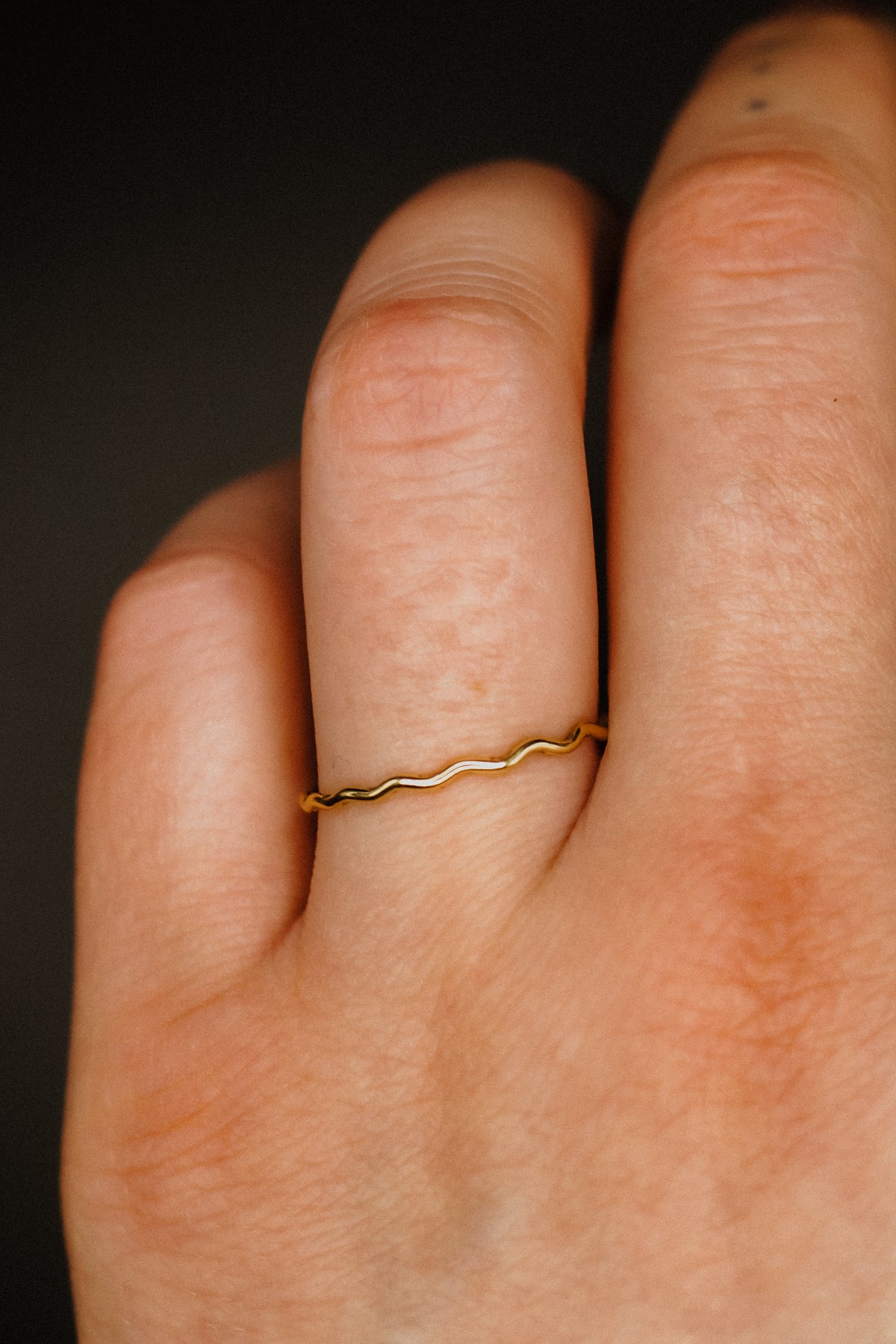 Squiggle Ring, Solid 14K Gold