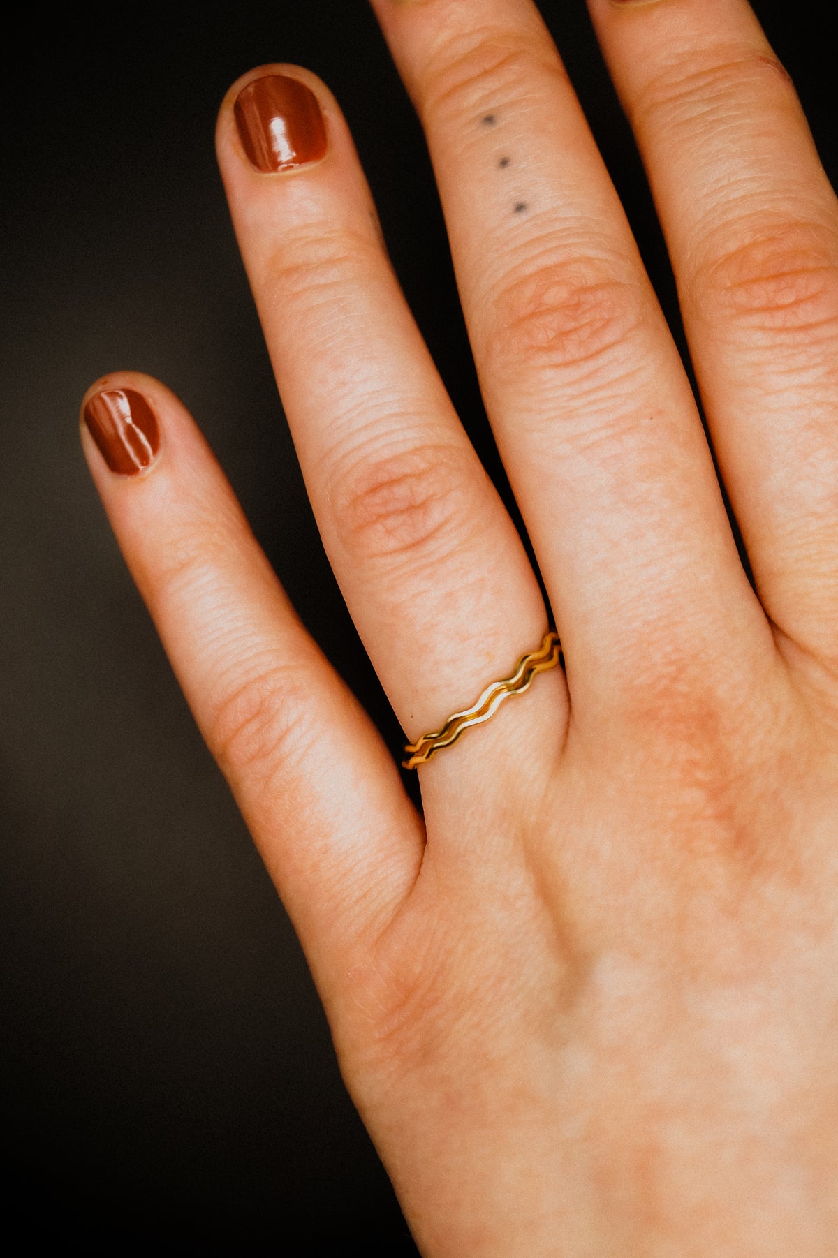 Squiggle Ring, Solid 14K Gold
