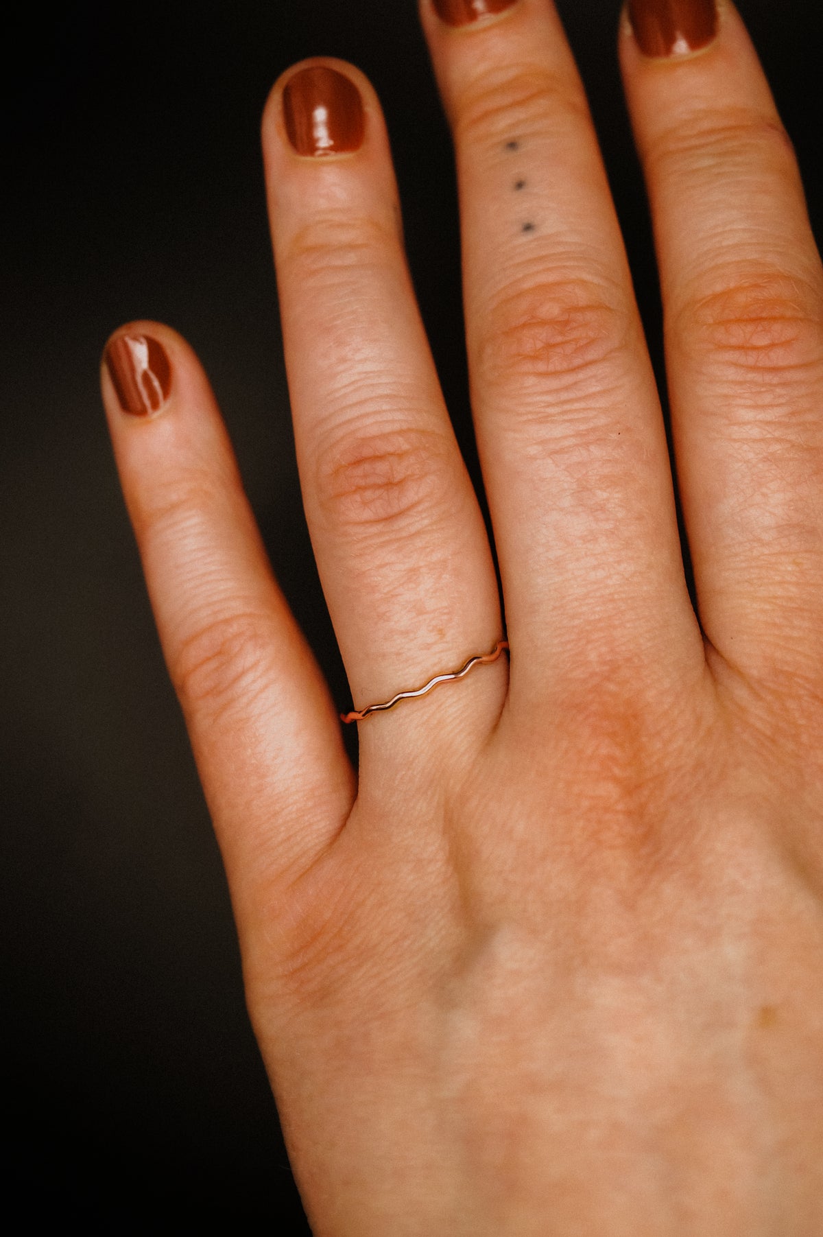 Squiggle Ring, Solid 14K Rose Gold