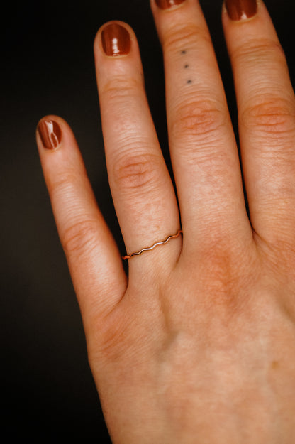 Squiggle Ring, Solid 14K Rose Gold