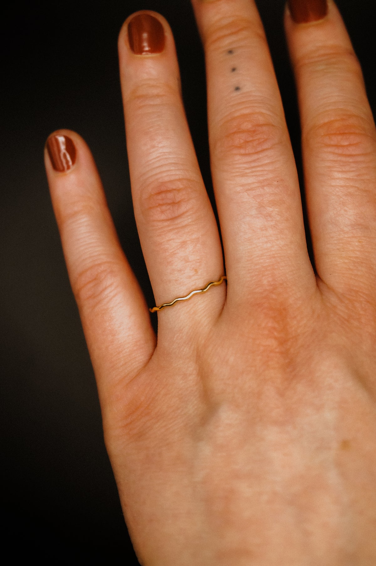 Squiggle Ring, Solid 14K Gold