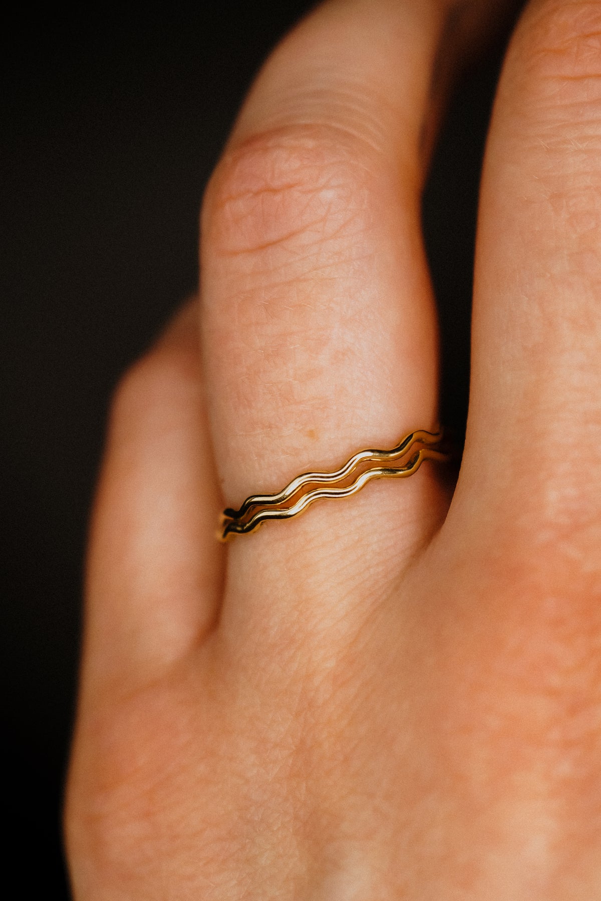 Squiggle Ring, Solid 14K Gold