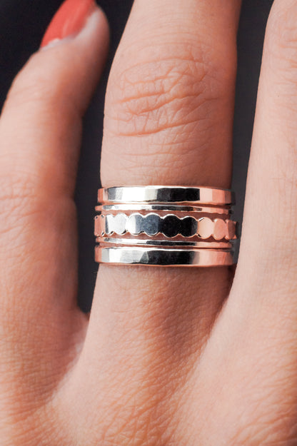 The Ultimate Bead Set of 5 Stacking Rings, Gold Fill, Rose Gold Fill or Sterling Silver