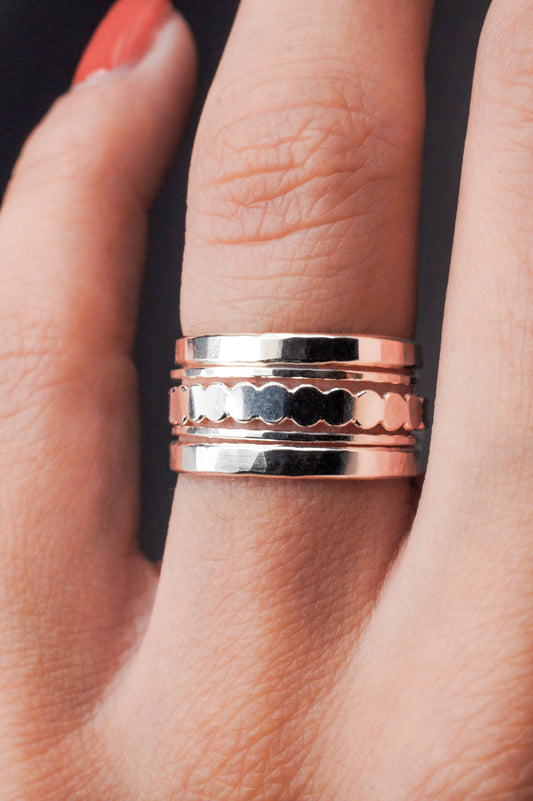 The Ultimate Bead Set of 5 Stacking Rings, Gold Fill, Rose Gold Fill or Sterling Silver