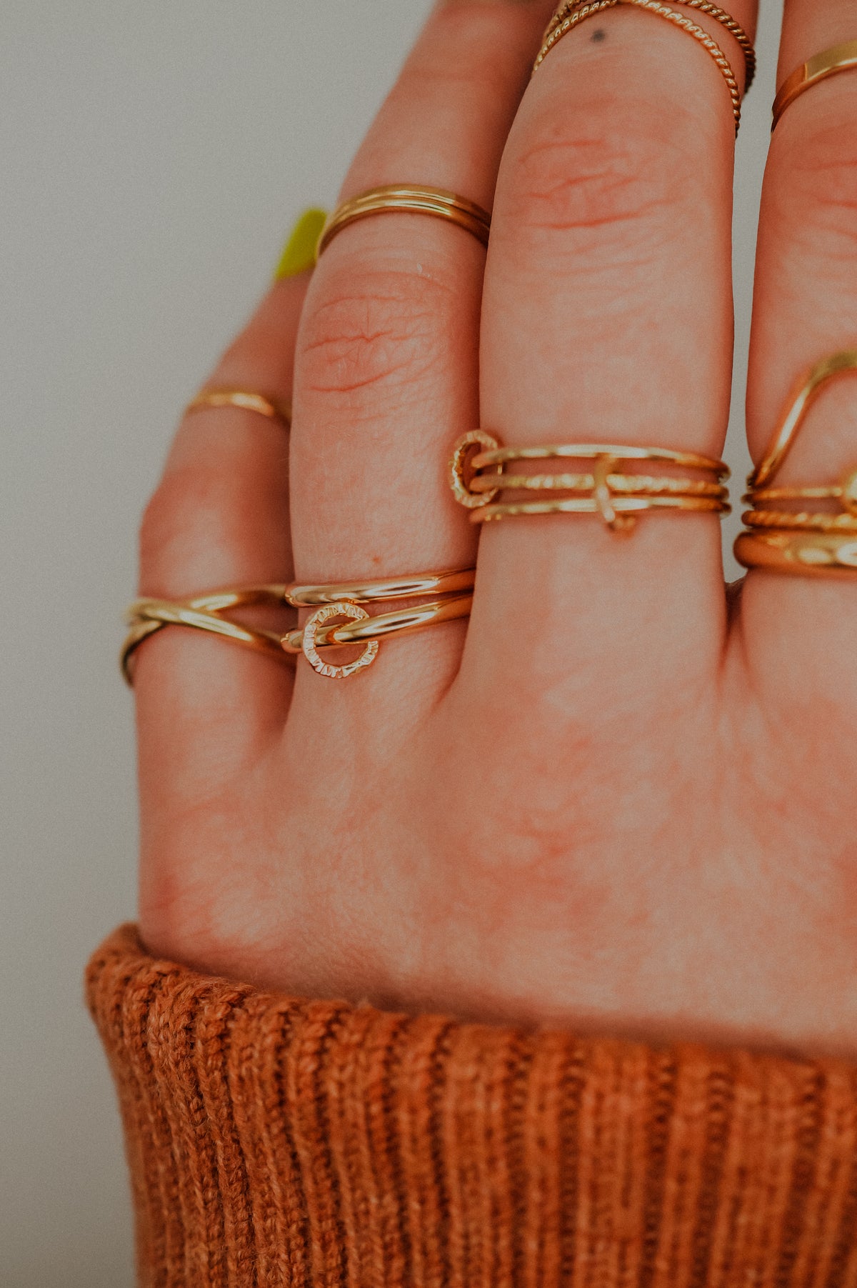 Sparkle Ladder Link Ring, 14K Gold Fill