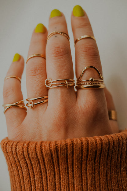 Sparkle Ladder Link Ring, 14K Gold Fill