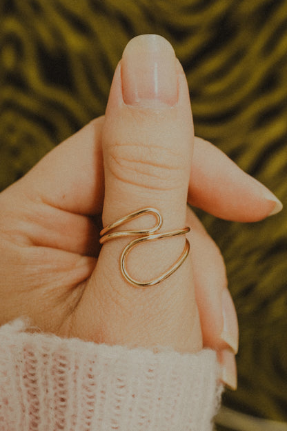 Wave Cuff Ring, 14K Gold Fill