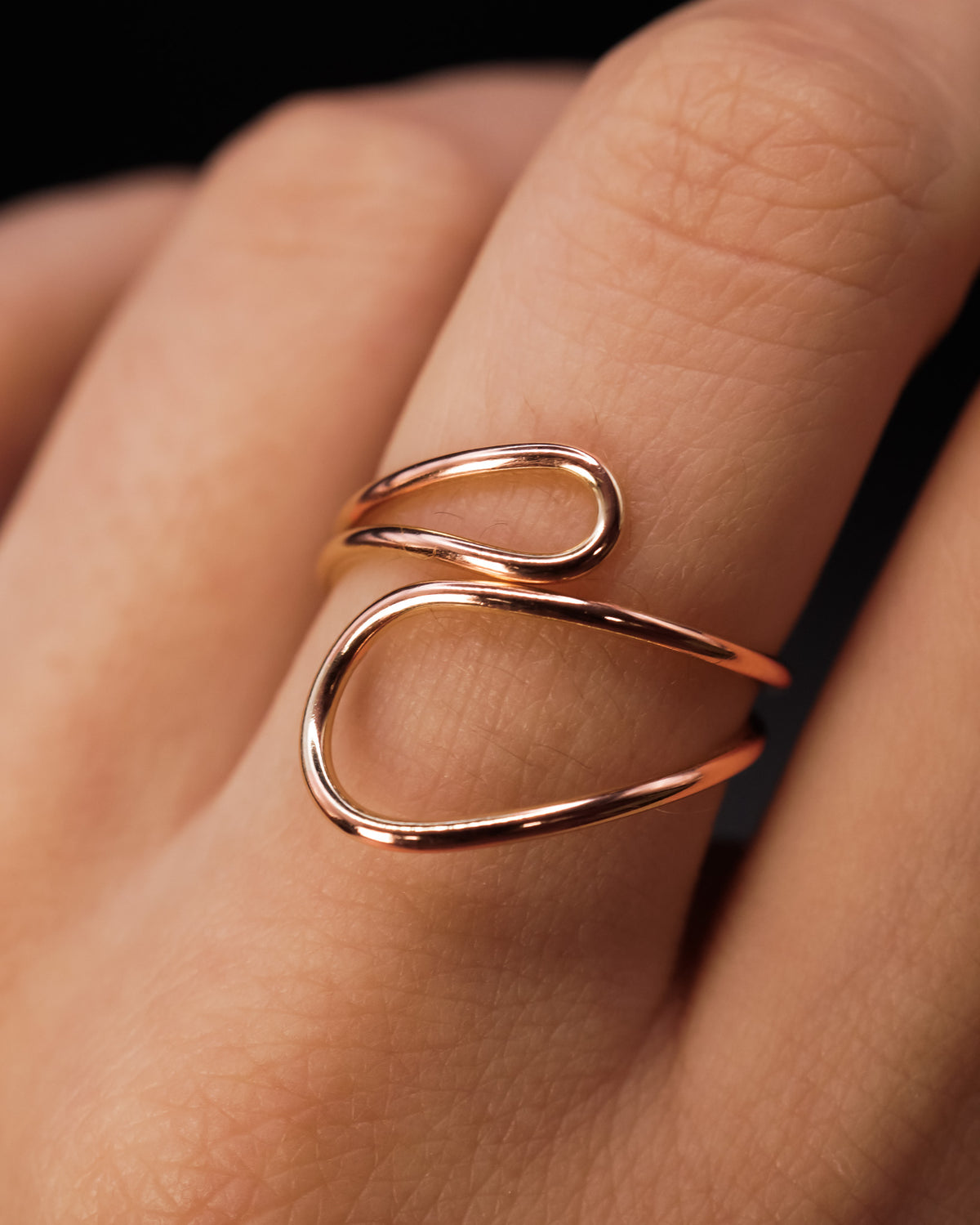 Wave Cuff Ring, 14K Rose Gold Fill