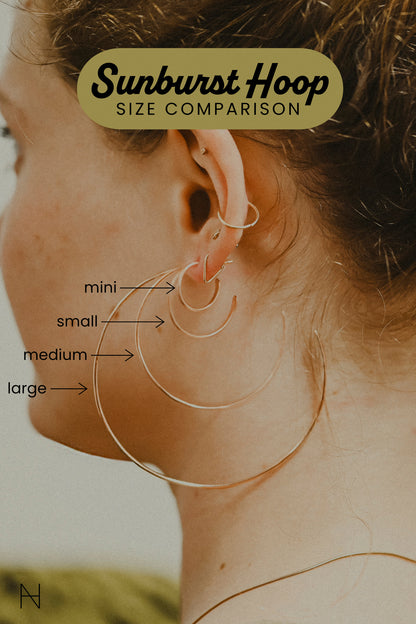 Sunburst Hoop Earrings, Gold Fill, Rose Gold Fill, or Sterling Silver