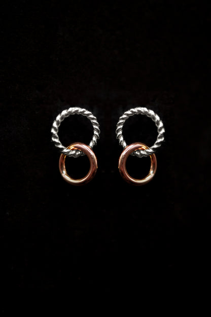 Mixed Texture Link Stud Earrings, Gold Fill, Rose Gold Fill, or Sterling Silver