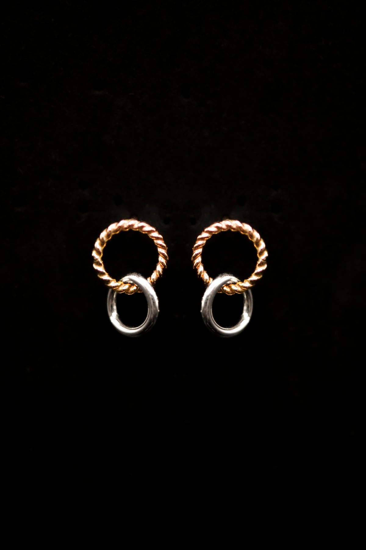 Mixed Texture Link Stud Earrings, Gold Fill, Rose Gold Fill, or Sterling Silver