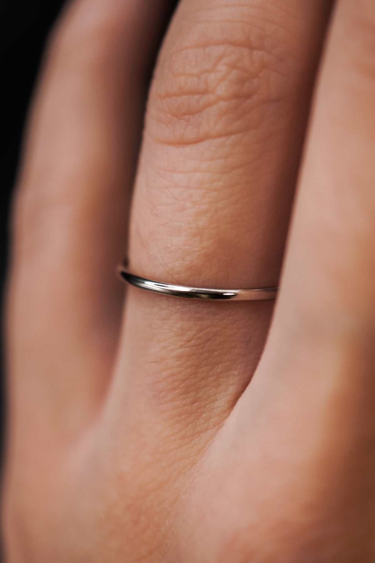 Thick Ring, Solid 14K White Gold