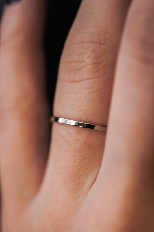 Thick Ring, Solid 14K White Gold