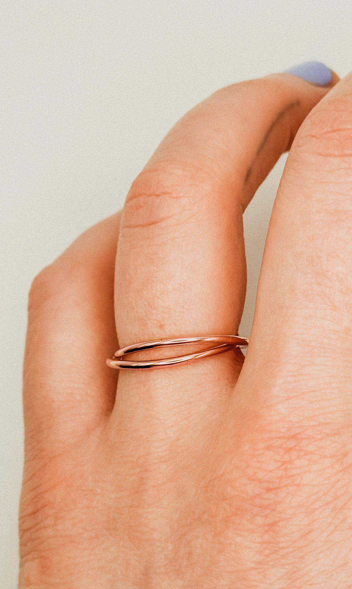 Thin Interlocking Set of 2 Rings, 14K Rose Gold Fill