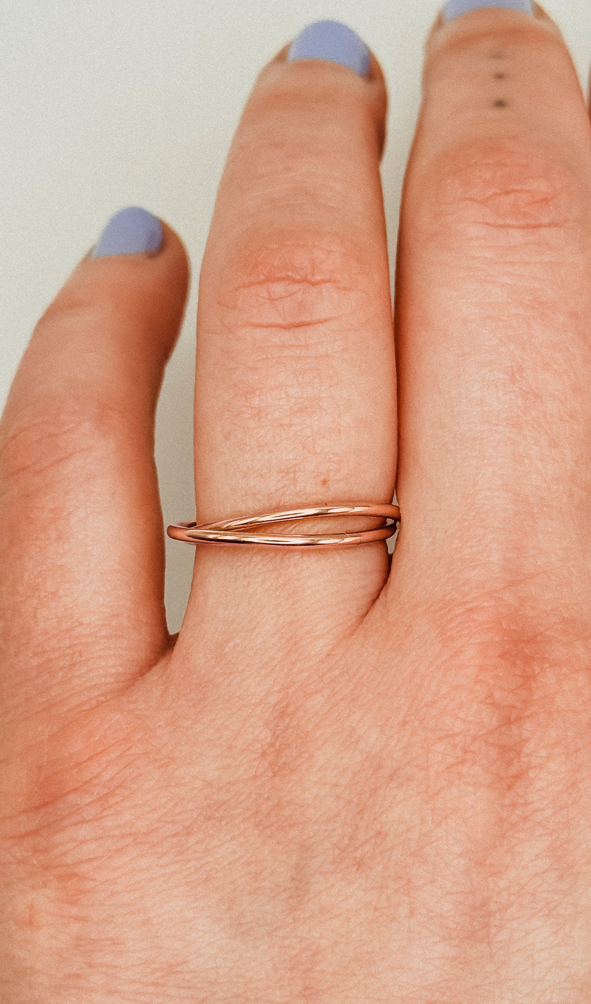 Thin Interlocking Set of 2 Rings, 14K Rose Gold Fill
