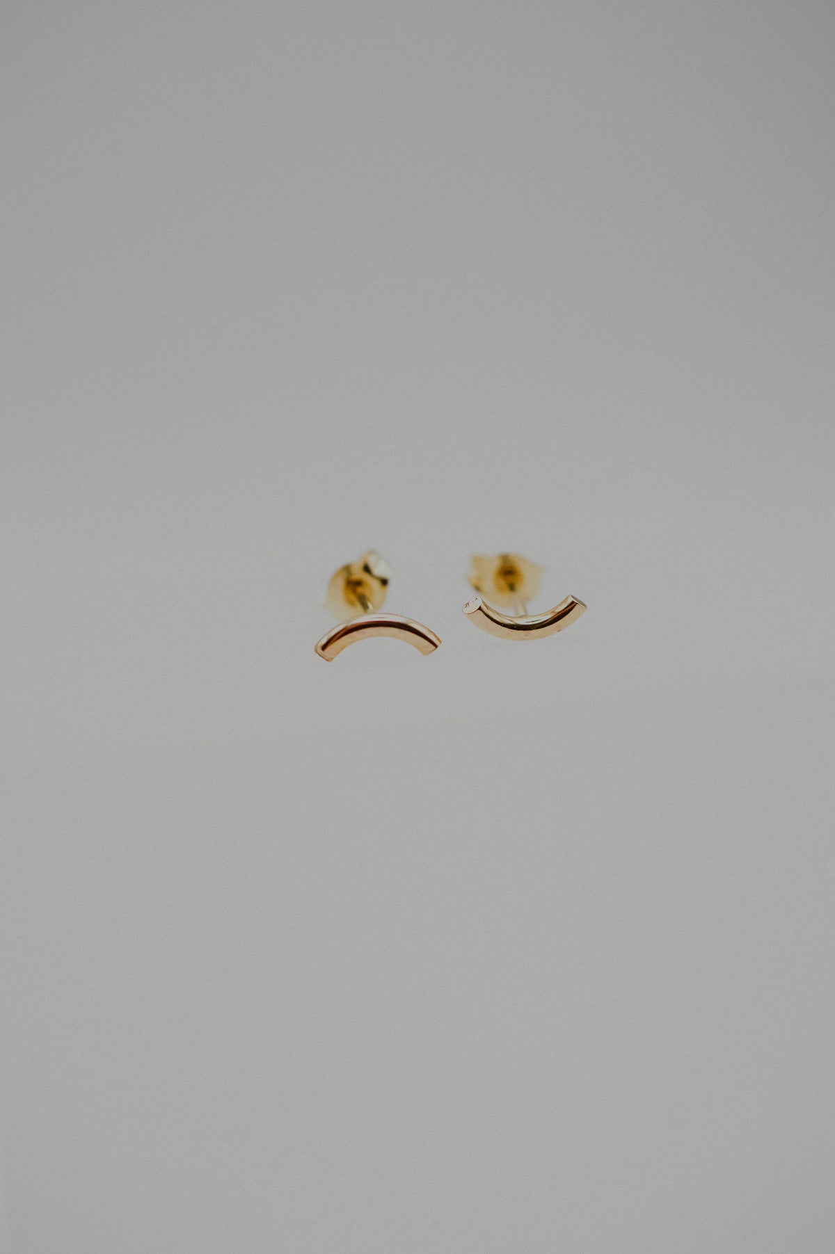 Tiny Arc Stud Earrings in Solid 14k Gold or Rose Gold
