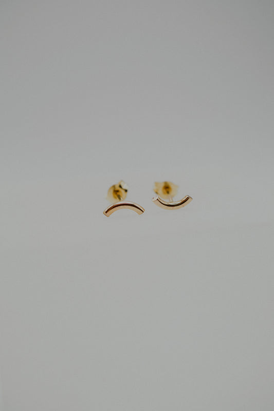 Tiny Arc Stud Earrings in Solid 14k Gold or Rose Gold