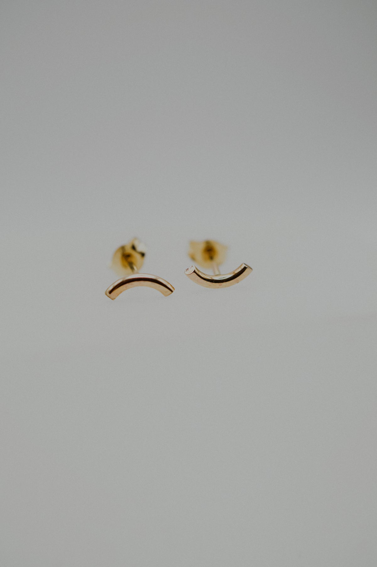 Tiny Arc Stud Earrings in Solid 14k Gold or Rose Gold