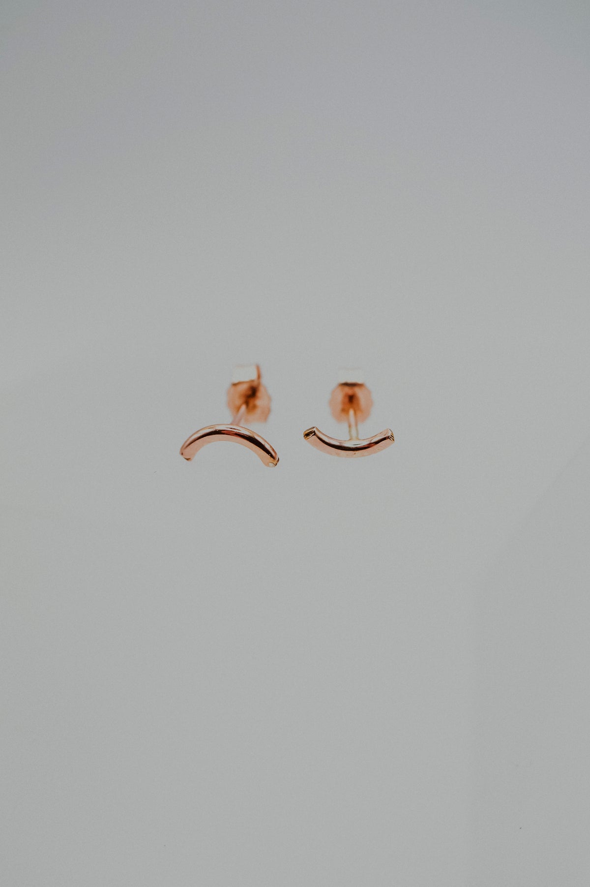 Tiny Arc Stud Earrings in Solid 14k Gold or Rose Gold