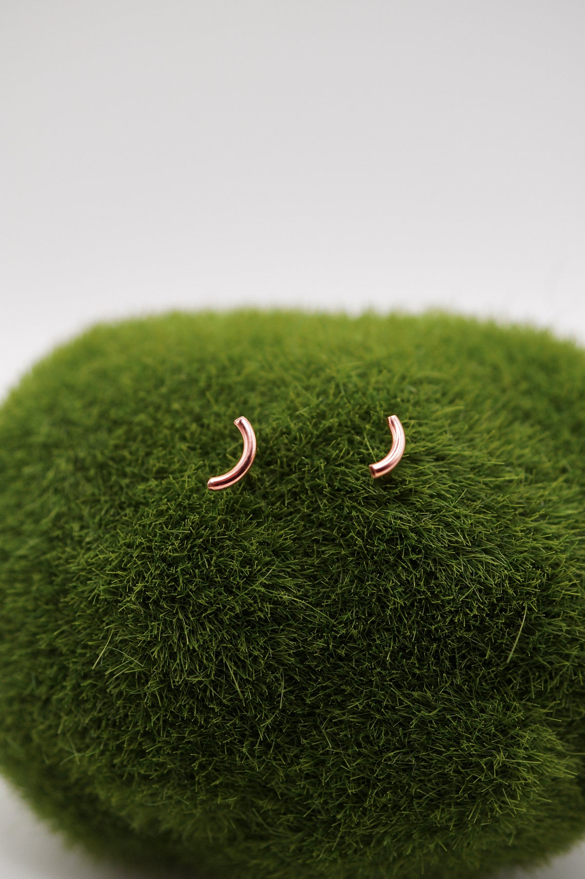 Tiny Arc Stud Earrings in Solid 14k Gold or Rose Gold