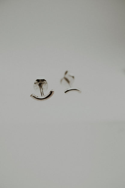Tiny Arc Stud Earrings, Gold Fill, Rose Gold Fill or Sterling Silver