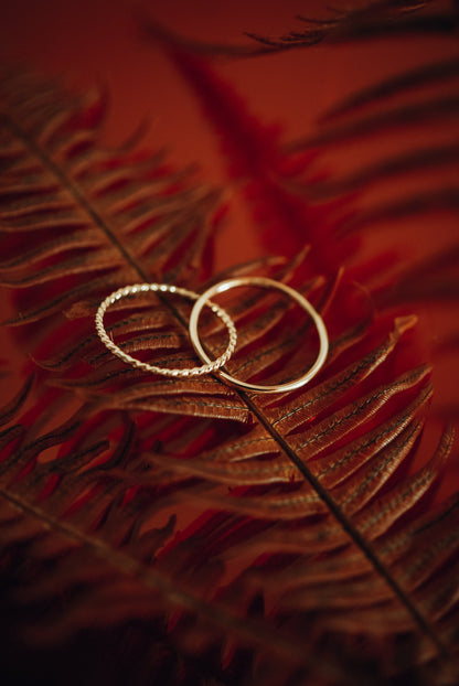 Twist Interlocking Set of 2 Rings, Solid 14K Gold