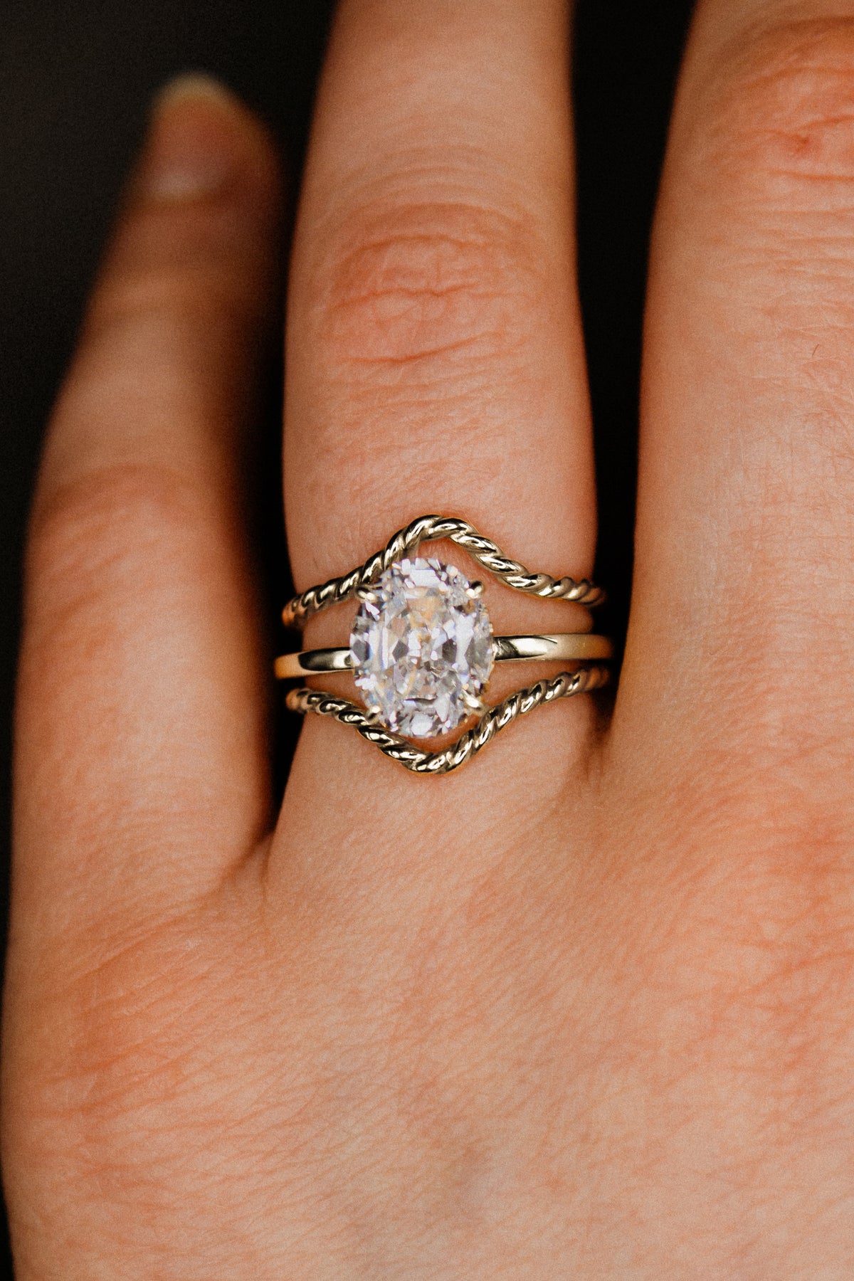 Twist Teardrop Set of 2 Stacking Rings in Gold, Rose Gold or Silver