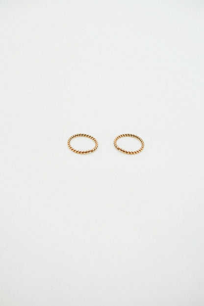 Twist Huggie Hoop Earring in Solid 14K Gold