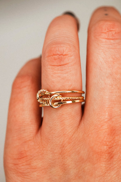 Twist Ladder Link Ring, 14K Gold Fill