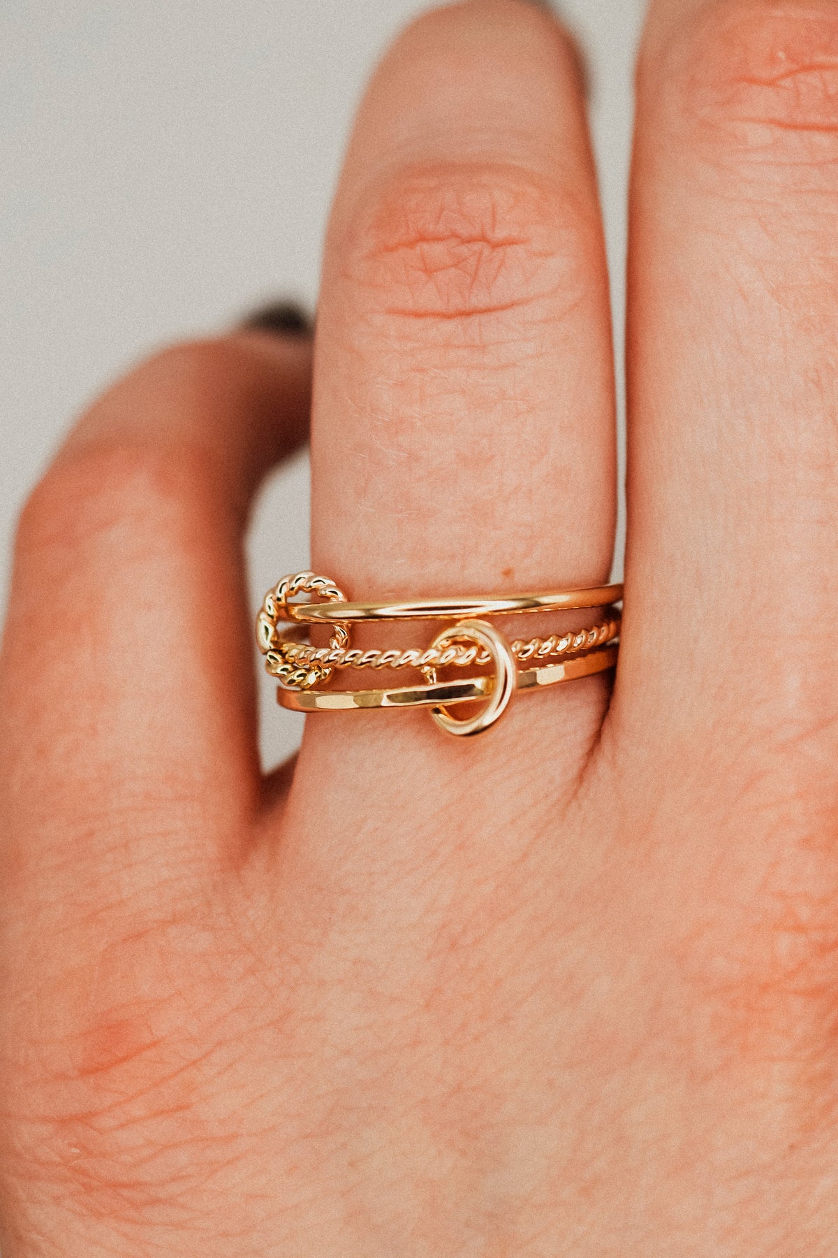 Twist Ladder Link Ring, 14K Gold Fill