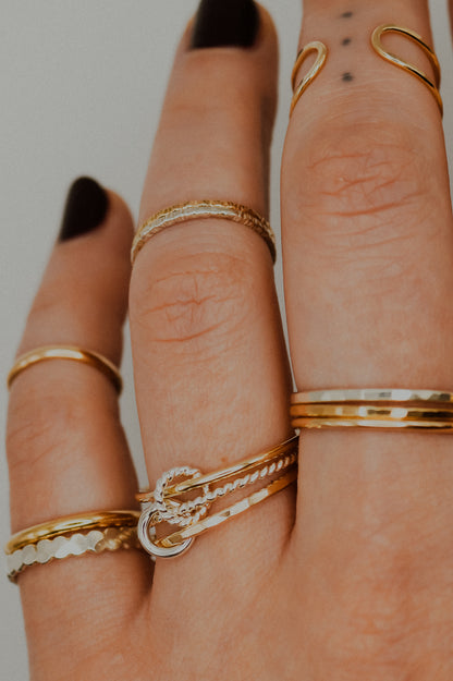 Twist Ladder Link Ring, Mixed Metal