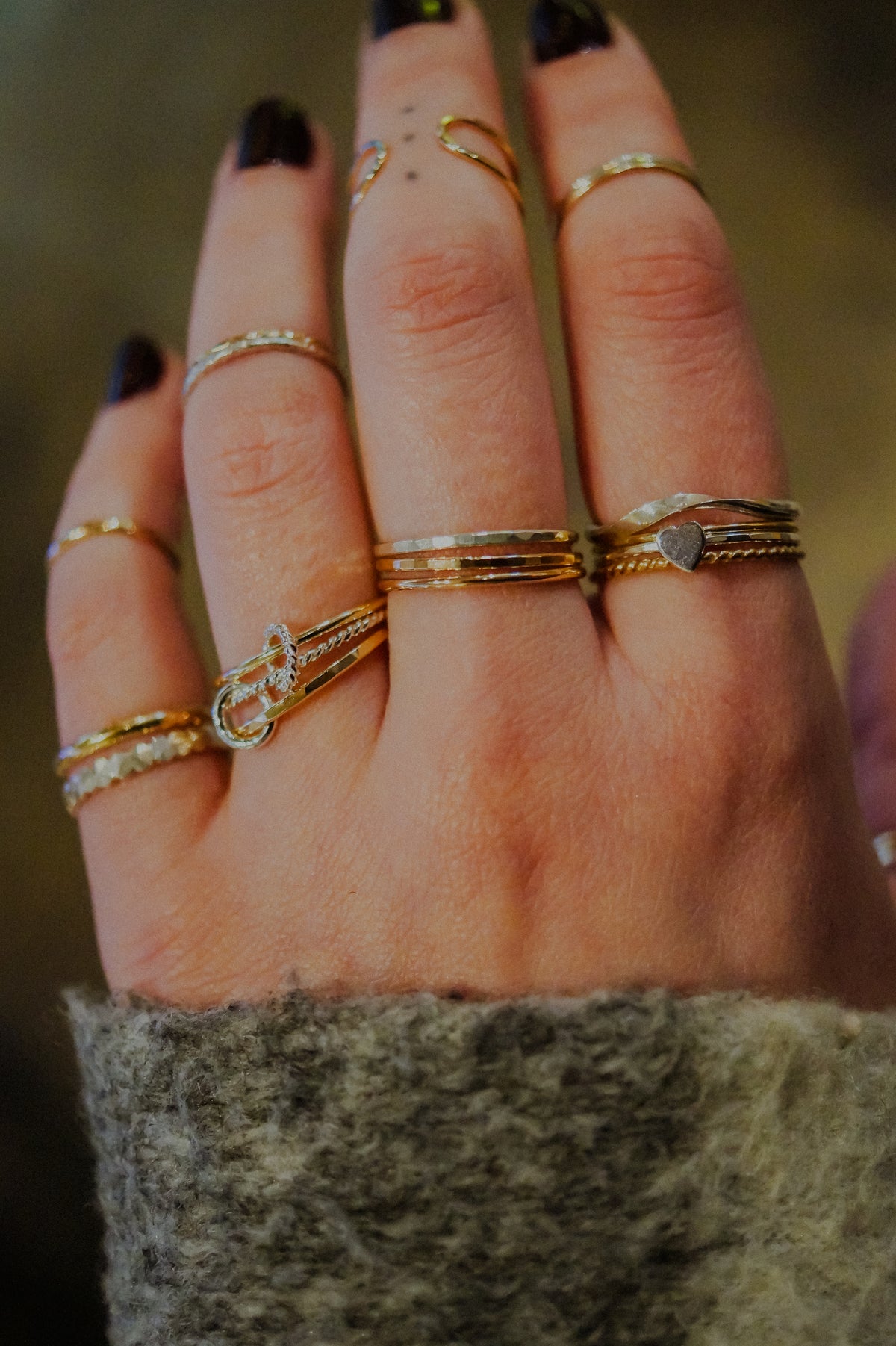 Twist Ladder Link Ring, Mixed Metal