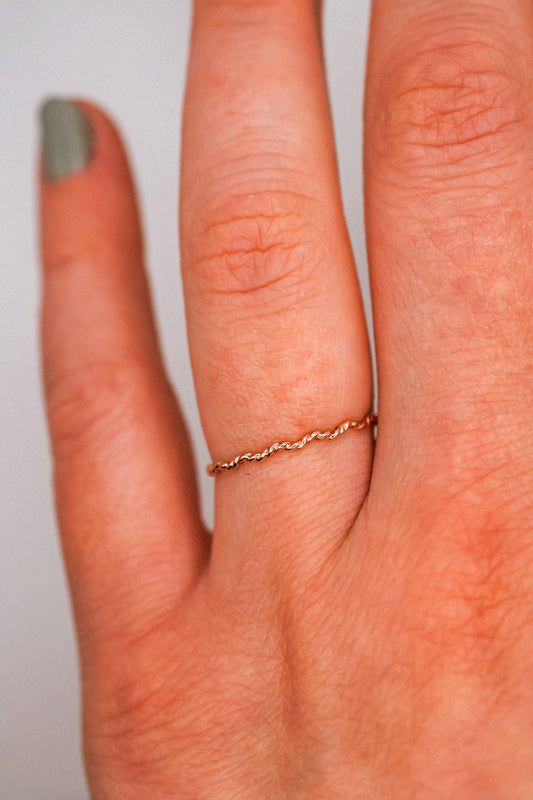 Twist Squiggle Ring, Solid 14K Rose Gold
