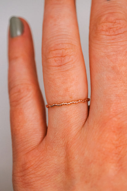 Twist Squiggle Ring, Solid 14K Rose Gold