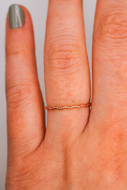 Twist Squiggle Ring, Solid 14K Rose Gold
