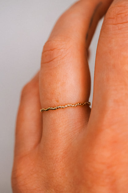 Twist Squiggle Ring, Solid 14K Gold