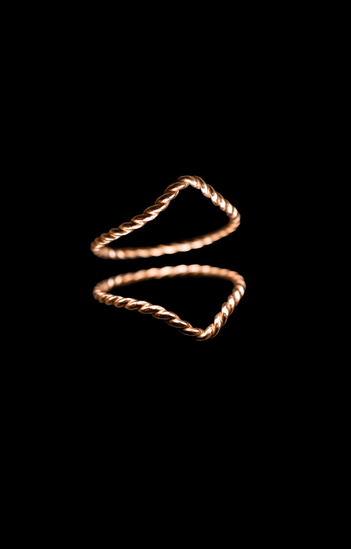 Twist Teardrop Set of 2 Stacking Rings in Gold, Rose Gold or Silver