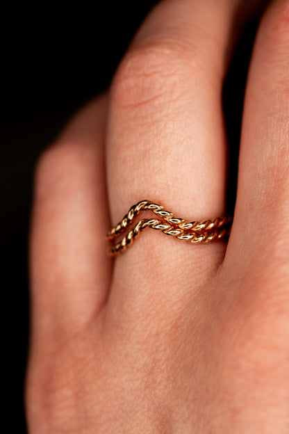 Twist Teardrop Set of 2 Stacking Rings in Gold, Rose Gold or Silver