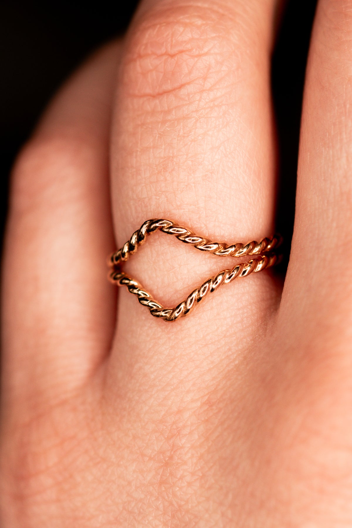 Twist Teardrop Set of 2 Stacking Rings in Gold, Rose Gold or Silver